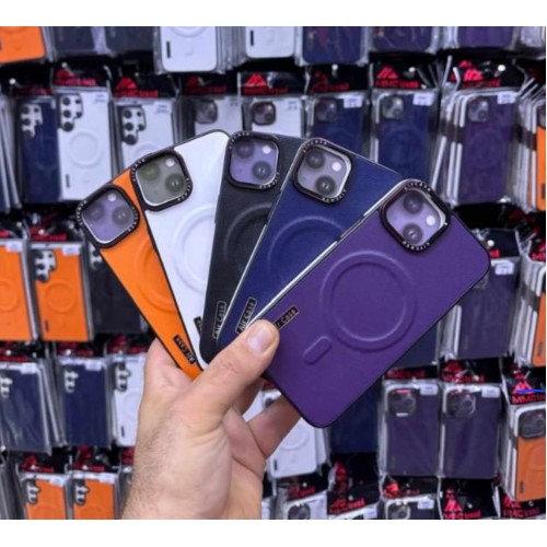 Apple iPhone 11 uyumlu Magsafe kılıfları moda kontrast renk deri kılıf kapak