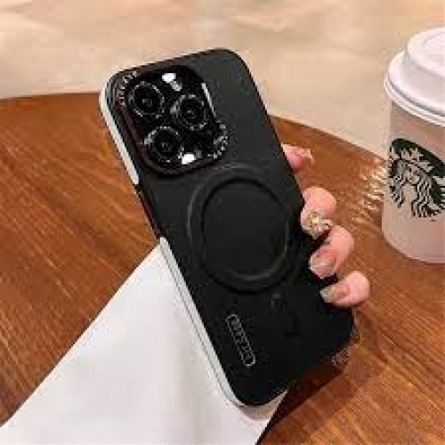 Apple iPhone 11 uyumlu Magsafe kılıfları moda kontrast renk deri kılıf kapak