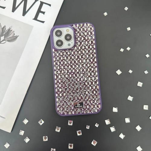 Apple Iphone 11 Uyumlu Parlak Pırlanta Dik Taşlı Desen Sawaroski Logolu Lux Kılıf Kapak