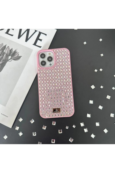 Samsung Galaxy S24 Uyumlu Parlak Pırlanta Dik Taşlı Desen Sawaroski Logolu Lux Kılıf Kapak