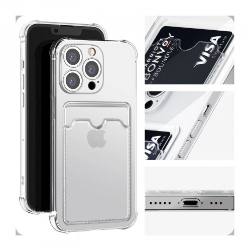 Apple iPhone 14 Pro Max uyumlu Darbe Emici Şeffaf Kartlık Kılıf kapak