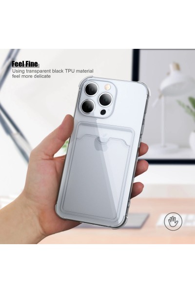 Apple iPhone 11 Pro Max uyumlu Darbe Emici Şeffaf Kartlık Kılıf kapak