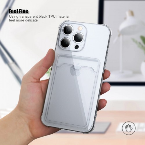 Apple iPhone 14 Pro Max uyumlu Darbe Emici Şeffaf Kartlık Kılıf kapak