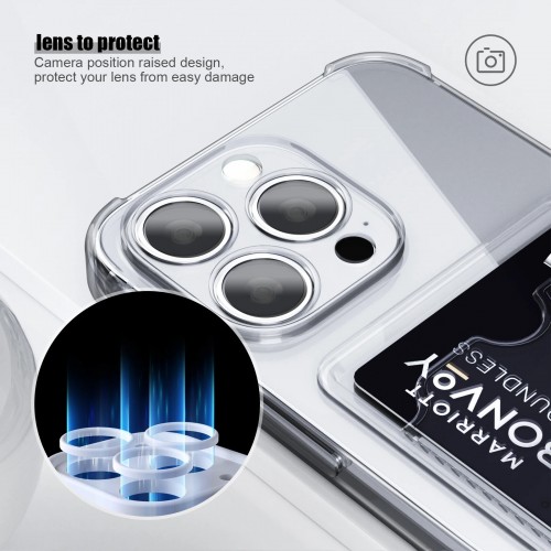 Apple iPhone 14 Pro Max uyumlu Darbe Emici Şeffaf Kartlık Kılıf kapak