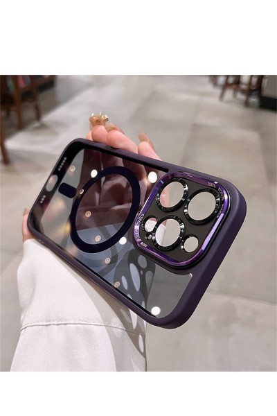 Apple iPhone 13 uyumlu Lens koruma şeffaf darbeye dayanıklı lüks  Magsafe manyetik kablosuz şarj kılıf kapak