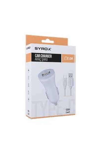 Syrox C44T 2.0A Araç içi şarj adaptörü (TYPE-C / USB-A)
