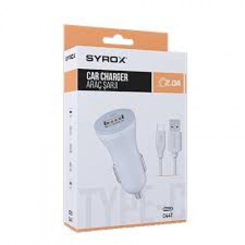 Syrox C44T 2.0A Araç içi şarj adaptörü (TYPE-C / USB-A)