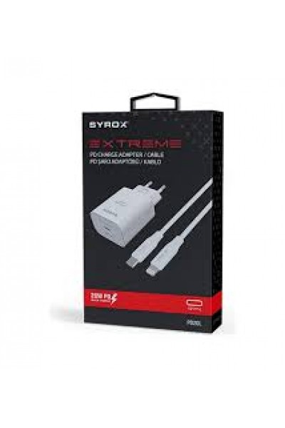 Syrox Pd20L Şarj Aleti 3.0A Pd20W Type-C To Lightning Kablo Set