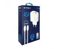 Syrox Gan45 Type C & Usb Giriş Başlık & Type C Kablo 45w Şarj Set
